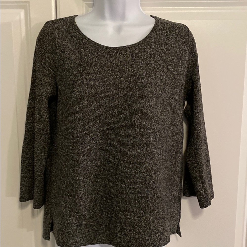 LOFT Women's Black & White Crew Neck Sweater
